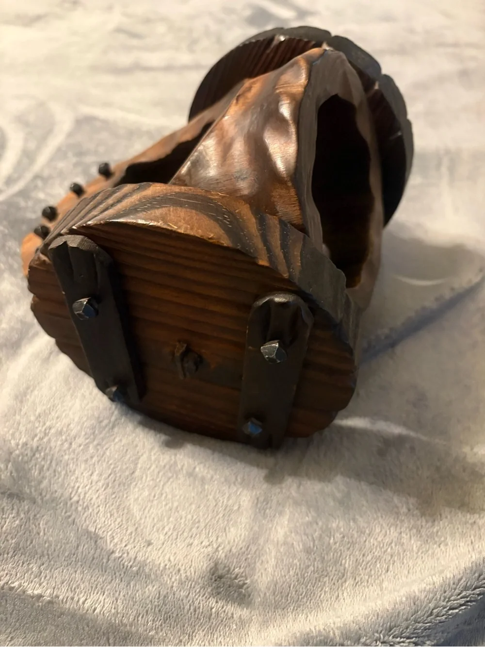 Rustic Dark Brown Solid Wooden Cannon Wine Bottle Holder